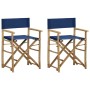 Folding director's chairs, 2 pieces, bamboo and blue fabric by vidaXL, Garden chairs - Ref: Foro24-313030, Price: 65,57 €, Di...