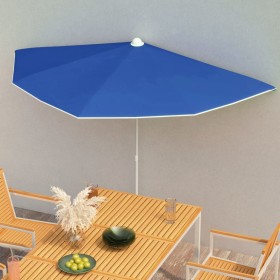 Sombrilla de jardín semicircular con palo 300x150 cm azul azure de vidaXL, Sombrillas - Ref: Foro24-315566, Precio: 29,99 €, ...