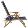 Reclining bamboo and navy blue fabric relaxation chair by vidaXL, Garden chairs - Ref: Foro24-313025, Price: 52,65 €, Discoun...