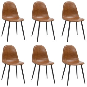 Dining chairs 6 units shiny brown synthetic leather by vidaXL, dining chairs - Ref: Foro24-3075052, Price: 347,99 €, Discount: %