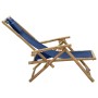 Reclining bamboo and navy blue fabric relaxation chair by vidaXL, Garden chairs - Ref: Foro24-313025, Price: 52,65 €, Discoun...