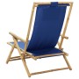 Reclining bamboo and navy blue fabric relaxation chair by vidaXL, Garden chairs - Ref: Foro24-313025, Price: 52,65 €, Discoun...