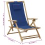 Reclining bamboo and navy blue fabric relaxation chair by vidaXL, Garden chairs - Ref: Foro24-313025, Price: 52,65 €, Discoun...