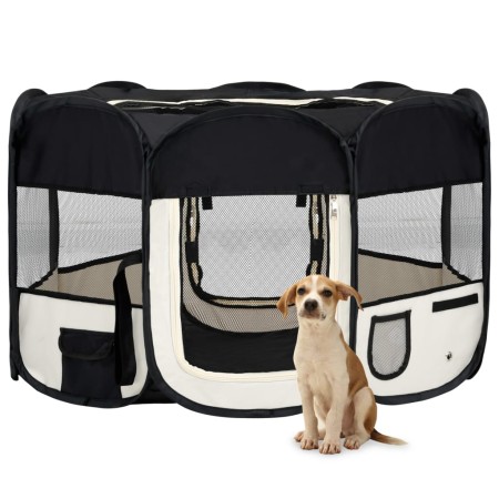 Parque de perros plegable y bolsa transporte negro 125x125x61cm de vidaXL, Casetas y cercados para perros - Ref: Foro24-17100...