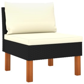 Zentrales Sofa aus synthetischem Rattan und massivem Eukalyptusholz von vidaXL, Modulare Sofas für den Außenbereich - Ref: Fo...