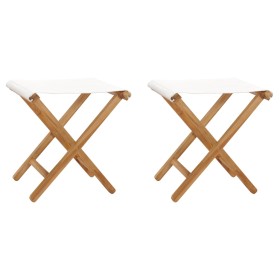 Folding chairs 2 pcs solid teak wood cream white fabric by vidaXL, Garden chairs - Ref: Foro24-310669, Price: 99,21 €, Discou...