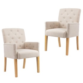 Dining chairs with armrests 2 units of beige fabric by vidaXL, dining chairs - Ref: Foro24-3058291, Price: 281,77 €, Discount: %