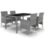 Set de comedor de jardín 5 pzas ratán sintético vidrio gris de vidaXL, Conjuntos de jardín - Ref: Foro24-3058419, Precio: 398...