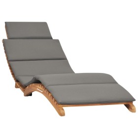 Folding sun lounger with dark green cushion solid teak wood by vidaXL, Loungers - Ref: Foro24-310668, Price: 211,93 €, Discou...