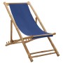 Bamboo and Navy Canvas Beach Chair by vidaXL, Garden chairs - Ref: Foro24-313019, Price: 55,67 €, Discount: %