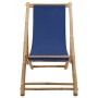 Bamboo and Navy Canvas Beach Chair by vidaXL, Garden chairs - Ref: Foro24-313019, Price: 55,67 €, Discount: %