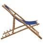 Bamboo and Navy Canvas Beach Chair by vidaXL, Garden chairs - Ref: Foro24-313019, Price: 55,67 €, Discount: %