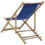 Silla de playa de bambú y lona azul marino de vidaXL, Sillas de jardín - Ref: Foro24-313019, Precio: 55,99 €, Descuento: %