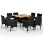 Set de comedor de jardín 9 pzas ratán PE y madera acacia negro de vidaXL, Conjuntos de jardín - Ref: Foro24-3058346, Precio: ...