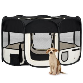 Faltbarer Hundelaufstall und Transporttasche schwarz 145x145x61cm von vidaXL, Hundehütten und Zäune - Ref: Foro24-171008, Pre...