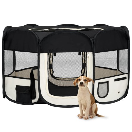 Foldable dog playpen and transport bag black 145x145x61cm by vidaXL, Dog kennels and fences - Ref: Foro24-171008, Price: 57,2...