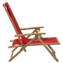 Silla de relax reclinable de bambú y tela roja de vidaXL, Sillas de jardín - Ref: Foro24-313026, Precio: 51,34 €, Descuento: %