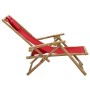 Silla de relax reclinable de bambú y tela roja de vidaXL, Sillas de jardín - Ref: Foro24-313026, Precio: 51,34 €, Descuento: %