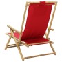 Silla de relax reclinable de bambú y tela roja de vidaXL, Sillas de jardín - Ref: Foro24-313026, Precio: 51,34 €, Descuento: %