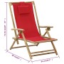 Silla de relax reclinable de bambú y tela roja de vidaXL, Sillas de jardín - Ref: Foro24-313026, Precio: 51,34 €, Descuento: %