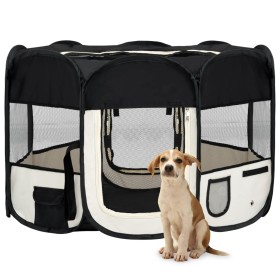 Parque de perros plegable y bolsa transporte negro 110x110x58cm de vidaXL, Casetas y cercados para perros - Ref: Foro24-17100...