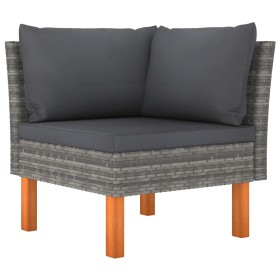 Ecksofa aus synthetischem Rattan und massivem Eukalyptusholz von vidaXL, Modulare Sofas für den Außenbereich - Ref: Foro24-31...