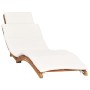 Folding sun lounger with cream white cushion solid teak wood by vidaXL, Loungers - Ref: Foro24-310667, Price: 198,75 €, Disco...