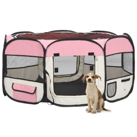 Foldable dog playpen and pink transport bag 145x145x61cm by vidaXL, Dog kennels and fences - Ref: Foro24-171012, Price: 57,23...