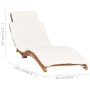 Folding sun lounger with cream white cushion solid teak wood by vidaXL, Loungers - Ref: Foro24-310667, Price: 198,75 €, Disco...