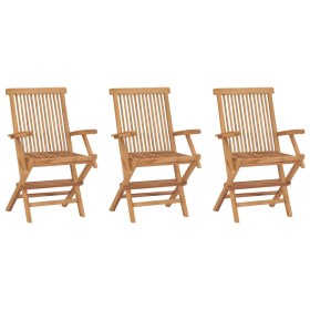 Klappbare Gartenstühle 3 Einheiten aus massivem Teakholz von vidaXL, Gartenstühle - Ref: Foro24-315444, Preis: 145,99 €, Raba...