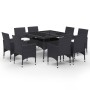 Garden dining set 9 pieces PE rattan and black glass by vidaXL, Garden sets - Ref: Foro24-3058338, Price: 610,23 €, Discount: %