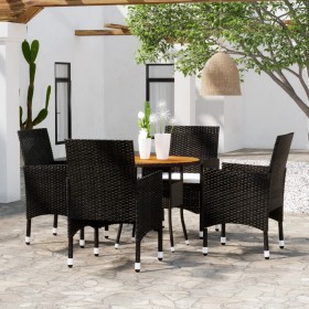 5-Piece Black Synthetic Rattan Garden Dining Set by vidaXL, Garden sets - Ref: Foro24-3058492, Price: 318,28 €, Discount: %