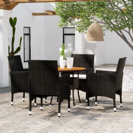 Juego de comedor para jardín 5 piezas ratán sintético negro de vidaXL, Conjuntos de jardín - Ref: Foro24-3058492, Precio: 314...