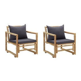 Garden chairs with cushions 2 units bamboo by vidaXL, Garden chairs - Ref: Foro24-315599, Price: 194,99 €, Discount: %