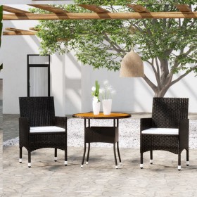 3-Piece Black Synthetic Rattan Garden Dining Set by vidaXL, Garden sets - Ref: Foro24-3058482, Price: 229,99 €, Discount: %