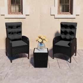 Garden table and chairs 3 pieces synthetic rattan and black glass by vidaXL, Garden sets - Ref: Foro24-3058536, Price: 363,56...