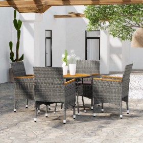 Garten Essgarnitur 5 Stück Kunststoff Rattan grau von vidaXL, Gartensets - Ref: Foro24-3058497, Preis: 358,99 €, Rabatt: %