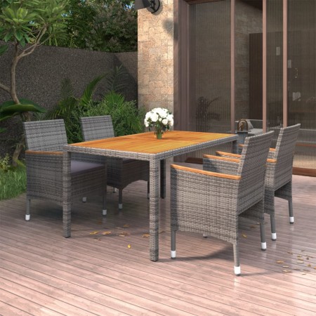 Juego de comedor de jardín 5 piezas ratán sintético gris de vidaXL, Conjuntos de jardín - Ref: Foro24-3058427, Precio: 391,06...