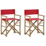 Folding director chairs 2 pieces bamboo and red fabric by vidaXL, Garden chairs - Ref: Foro24-313031, Price: 73,22 €, Discoun...