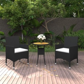 Juego de comedor para jardín 3 piezas ratán sintético negro de vidaXL, Conjuntos de jardín - Ref: Foro24-3058462, Precio: 187...