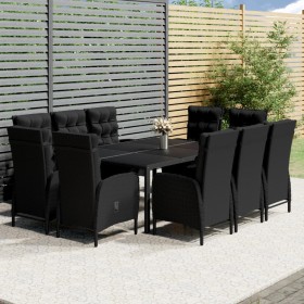 Set de comedor de jardín 11 piezas ratán sintético negro de vidaXL, Conjuntos de jardín - Ref: Foro24-3058556, Precio: 1,00 €...