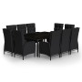 Set de comedor de jardín 11 piezas ratán sintético negro de vidaXL, Conjuntos de jardín - Ref: Foro24-3058556, Precio: 1,00 €...