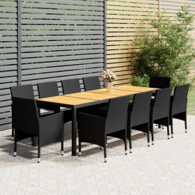 Garten-Essgruppe 11-teilig aus schwarzem synthetischem Rattan von vidaXL, Gartensets - Ref: Foro24-3058576, Preis: 920,99 €, ...