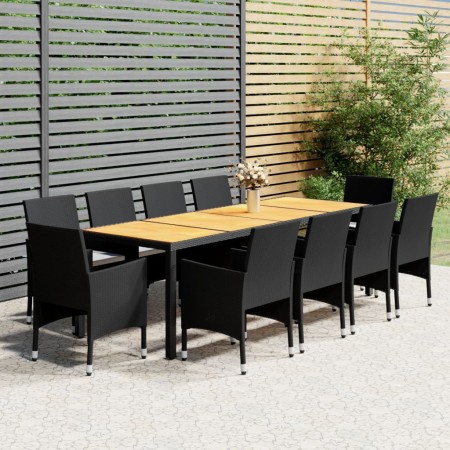 Garden dining set 11 pieces black synthetic rattan by vidaXL, Garden sets - Ref: Foro24-3058576, Price: 895,07 €, Discount: %