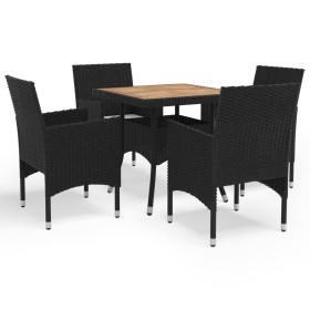 Garden furniture 5 pieces black synthetic rattan and acacia by vidaXL, Garden sets - Ref: Foro24-3058322, Price: 347,75 €, Di...