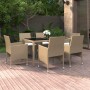 Garden dining set 7 pieces synthetic rattan beige glass by vidaXL, Garden sets - Ref: Foro24-3058430, Price: 532,18 €, Discou...