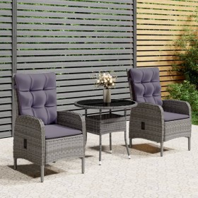 Garten Esstischgarnitur 3 Stück Kunststoff Rattan grau von vidaXL, Gartensets - Ref: Foro24-3058546, Preis: 480,99 €, Rabatt: %