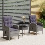 3-piece synthetic rattan gray garden dining set by vidaXL, Garden sets - Ref: Foro24-3058546, Price: 478,86 €, Discount: %