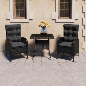 Garden dining set 3 pieces synthetic rattan and black glass by vidaXL, Garden sets - Ref: Foro24-3058526, Price: 435,64 €, Di...