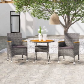 Garden dining set 3 pieces gray synthetic rattan by vidaXL, Garden sets - Ref: Foro24-3058487, Price: 227,64 €, Discount: %